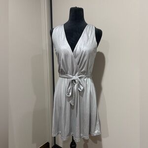 BB Dakota Aggie Silver Metallic Wrap Dress